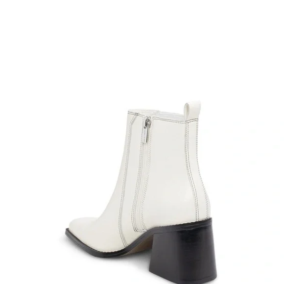 Vince Camuto White Western Ankle Boots with Black Heel - Picture 3 of 11